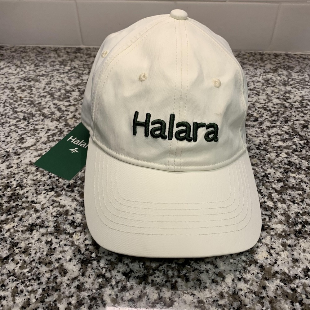 Halara Hat Cap Strap Back One Size White Polyester Embroidered Logo Dad Womens
